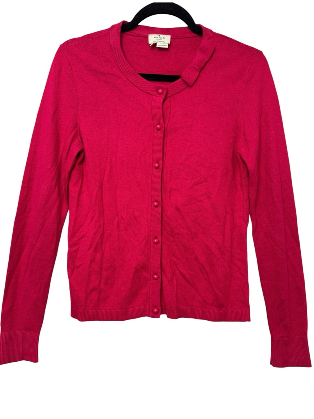 Kate Spade Hot Pink Bow Accent Cardigan Sweater